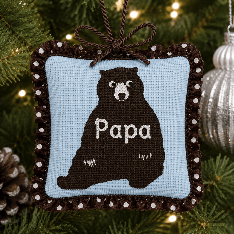 Papa Bear Needlepoint Ornament Canvas — 18 Mesh
