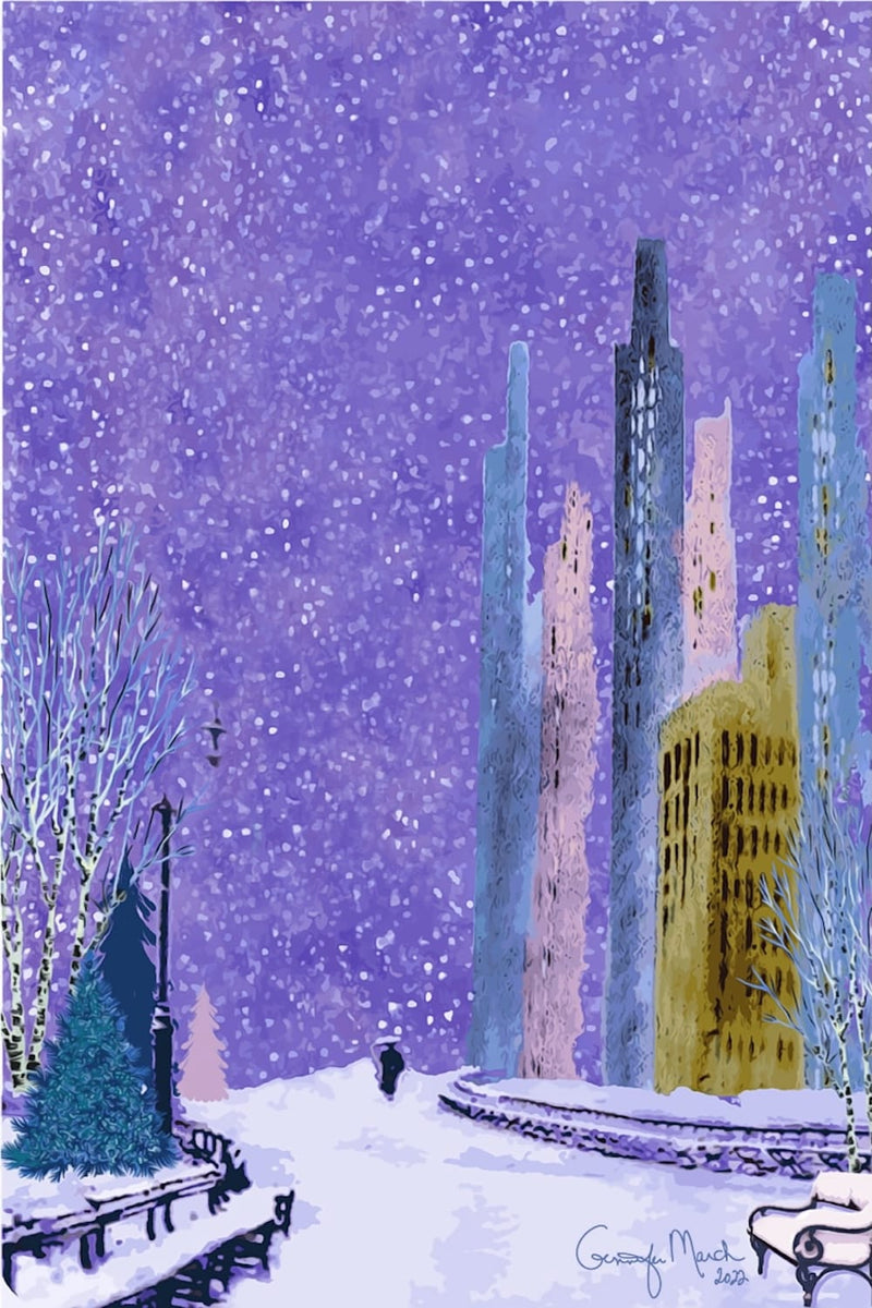 Snow in the Park — New York City Winter Illustrated Fine Art Print | G March Design