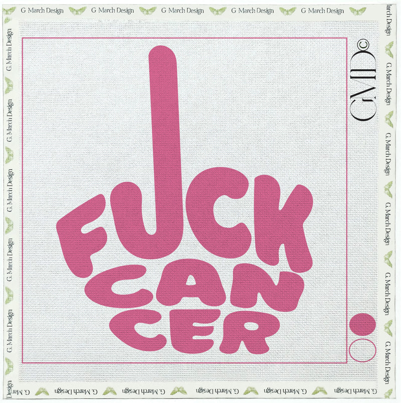 F*ck Cancer Needlepoint Card Kit | Cancer Awareness Card | Pink & Blue