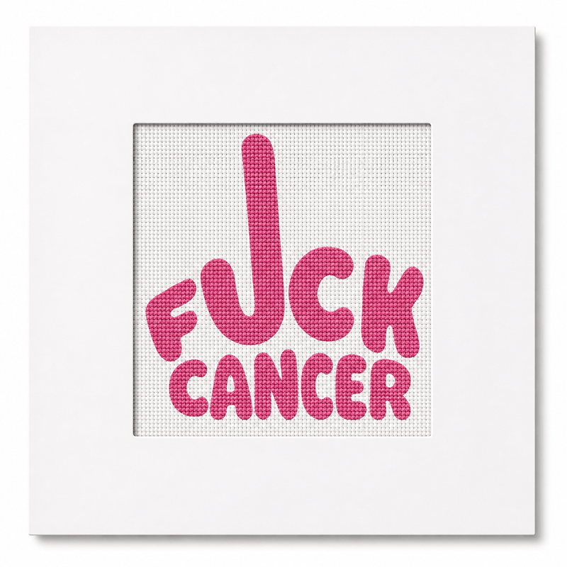 F*ck Cancer Needlepoint Card Kit | Cancer Awareness Card | Pink & Blue