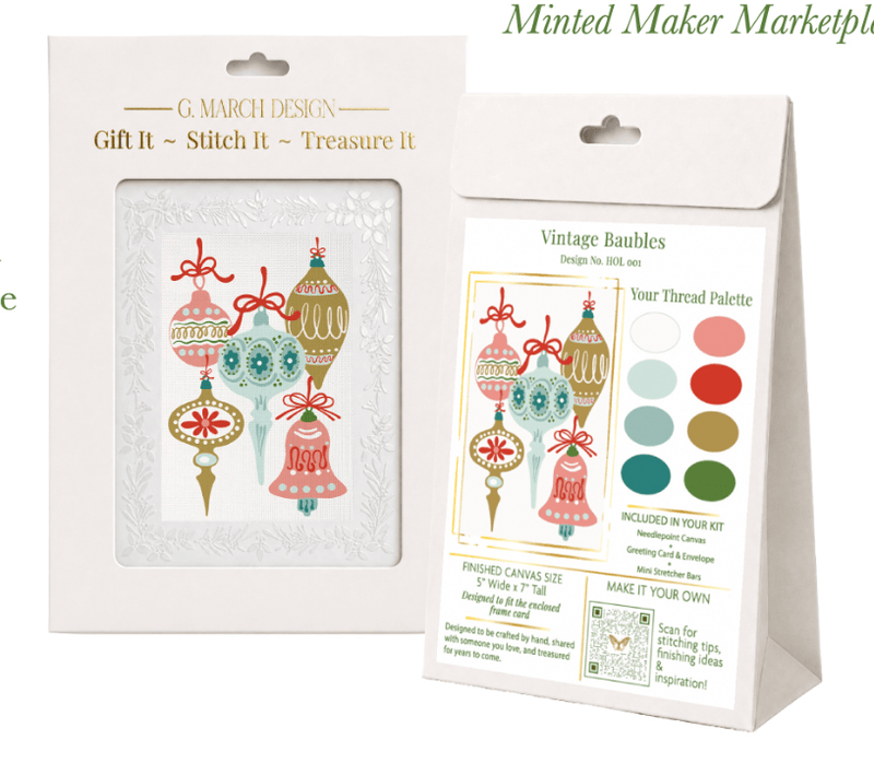 Vintage Baubles Needlepoint Greeting Card Kit