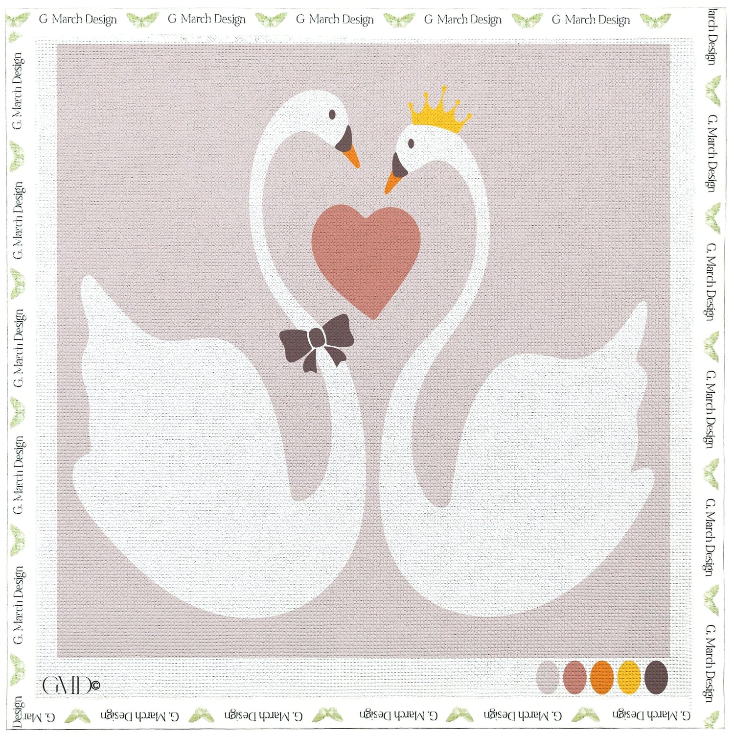 Swan Lake Wedding Needlepoint Card Kit – Romantic Love Birds Greeting Card for Wedding, Anniversary & Engagement