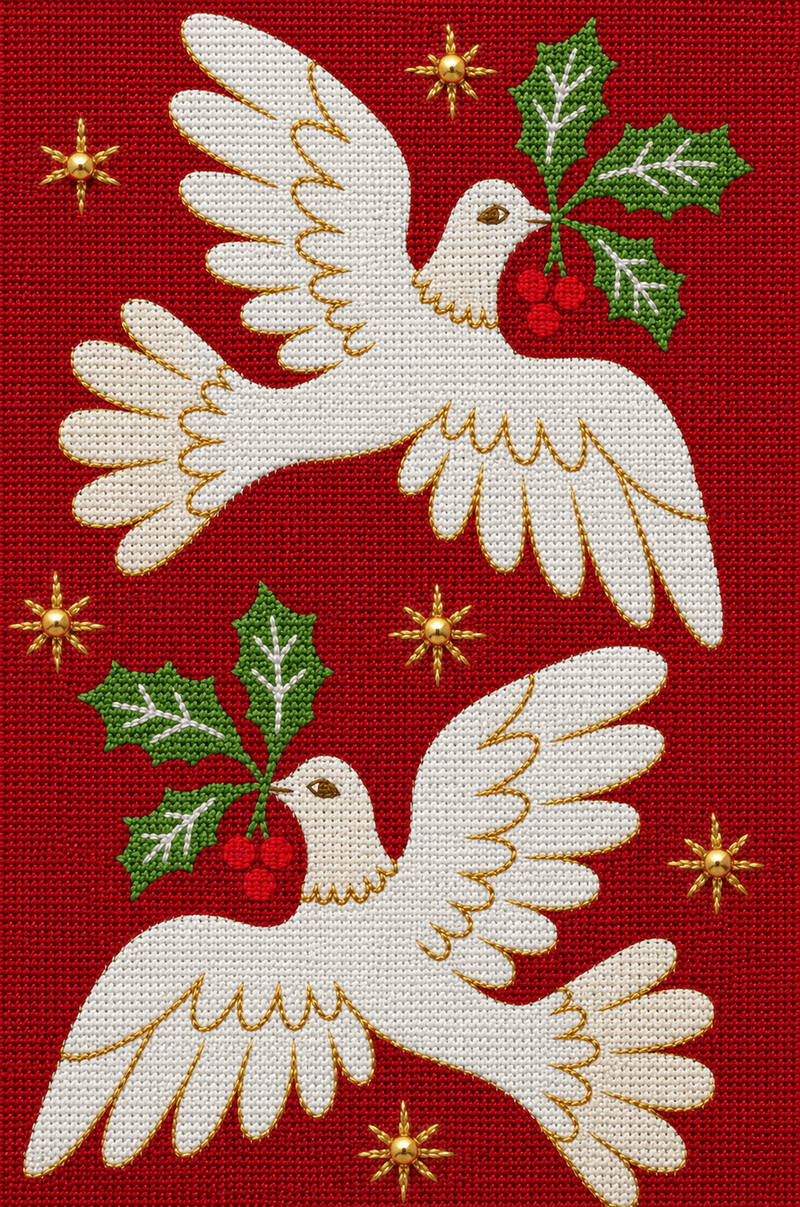 Two Turtle Doves Needlepoint Greeting Card Kit