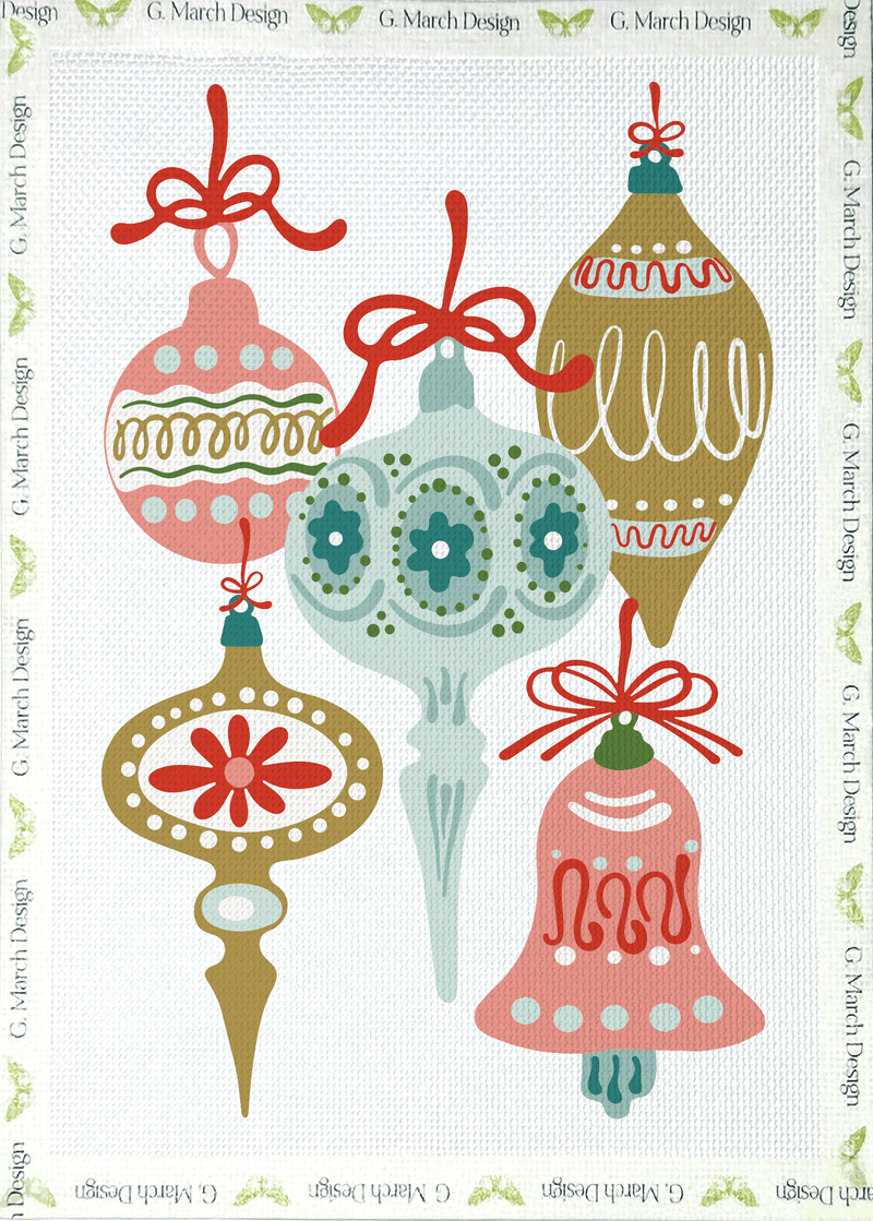 Vintage Baubles Needlepoint Greeting Card Kit