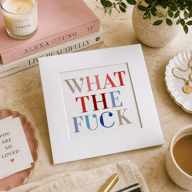 What the F*ck Needlepoint Card Kit | Bold Typography Greeting Card