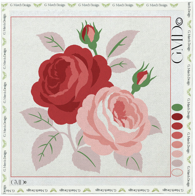 Washington D.C. American Beauty Rose Needlepoint Card Design | State Flower Series by G. March Design
