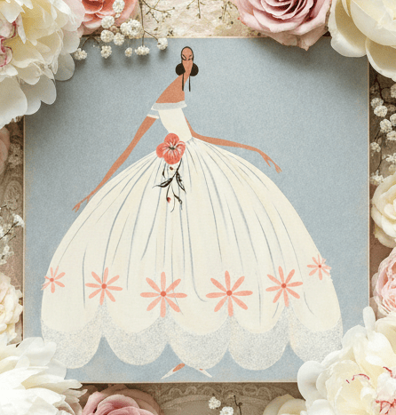Jeanne Lanvin Bride with Pink Flowers - Vintage Fashion Illustration Wall Art
