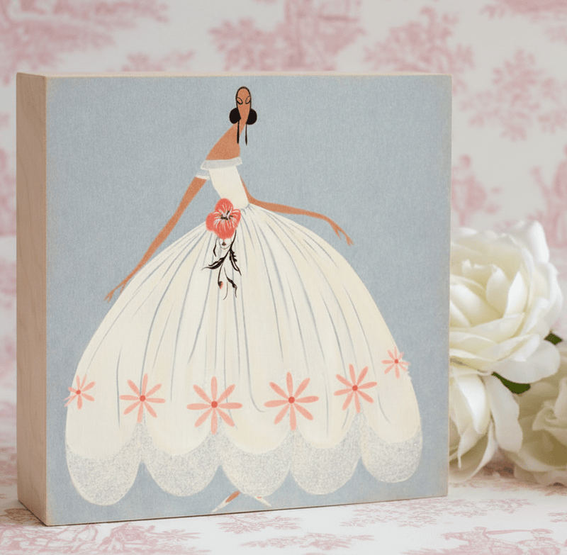 Jeanne Lanvin Bride with Pink Flowers - Vintage Fashion Illustration Wall Art