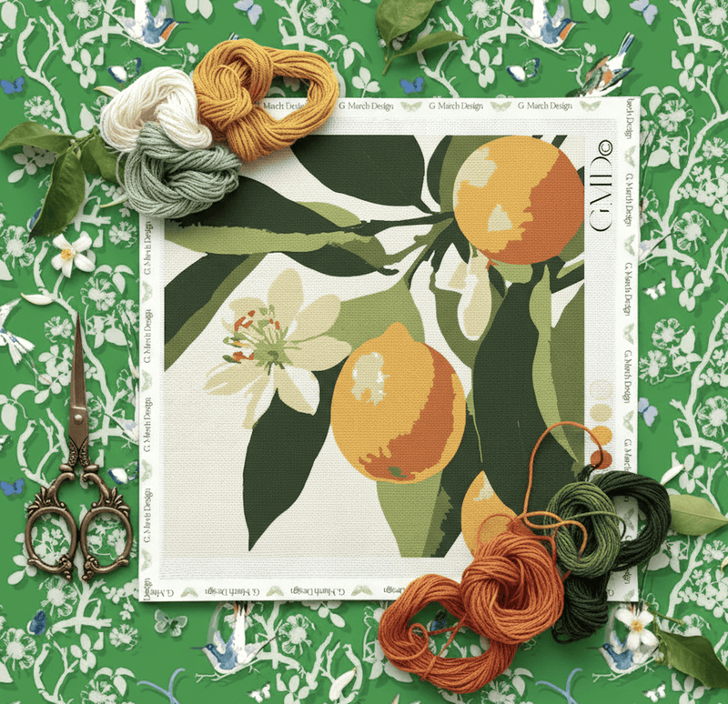 Florida Orange Blossom Needlepoint Card Design | State Flower Series by G. March Design